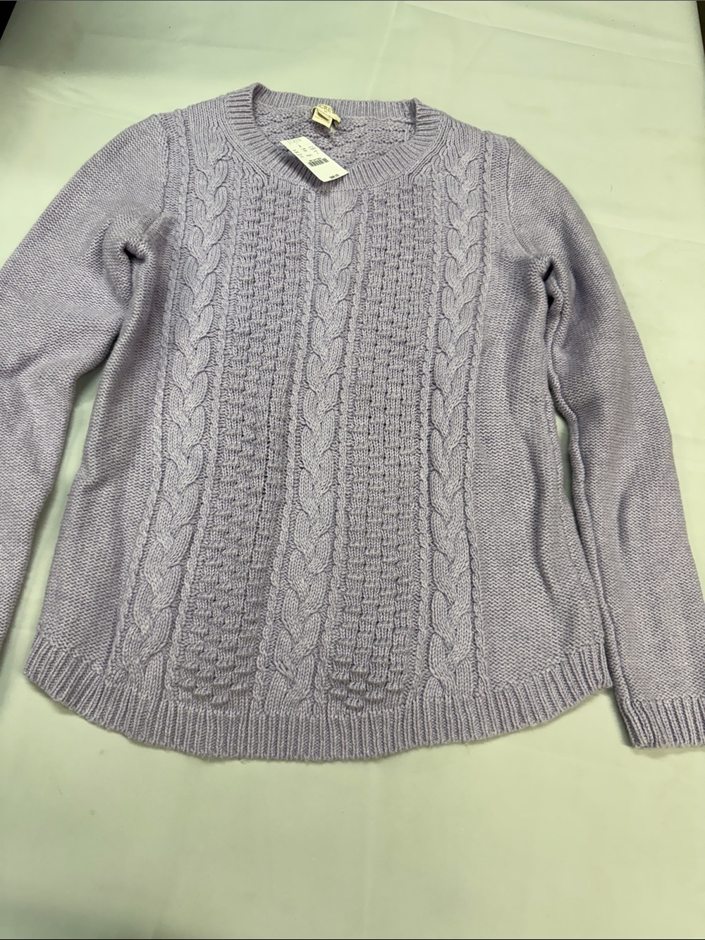 J. Crew Lavender Cable-Knit Crewneck Sweater